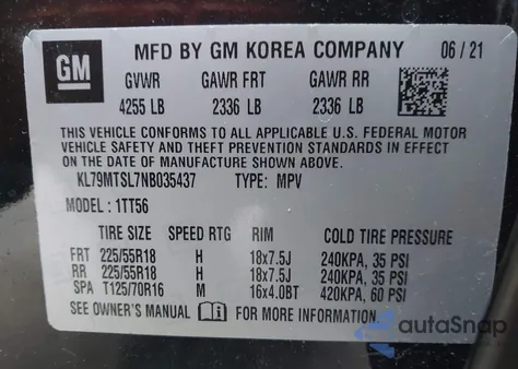 2022 Chevrolet Trailblazer Fwd Rs из США, поврежденный, VIN KL79MTSL7NB035437